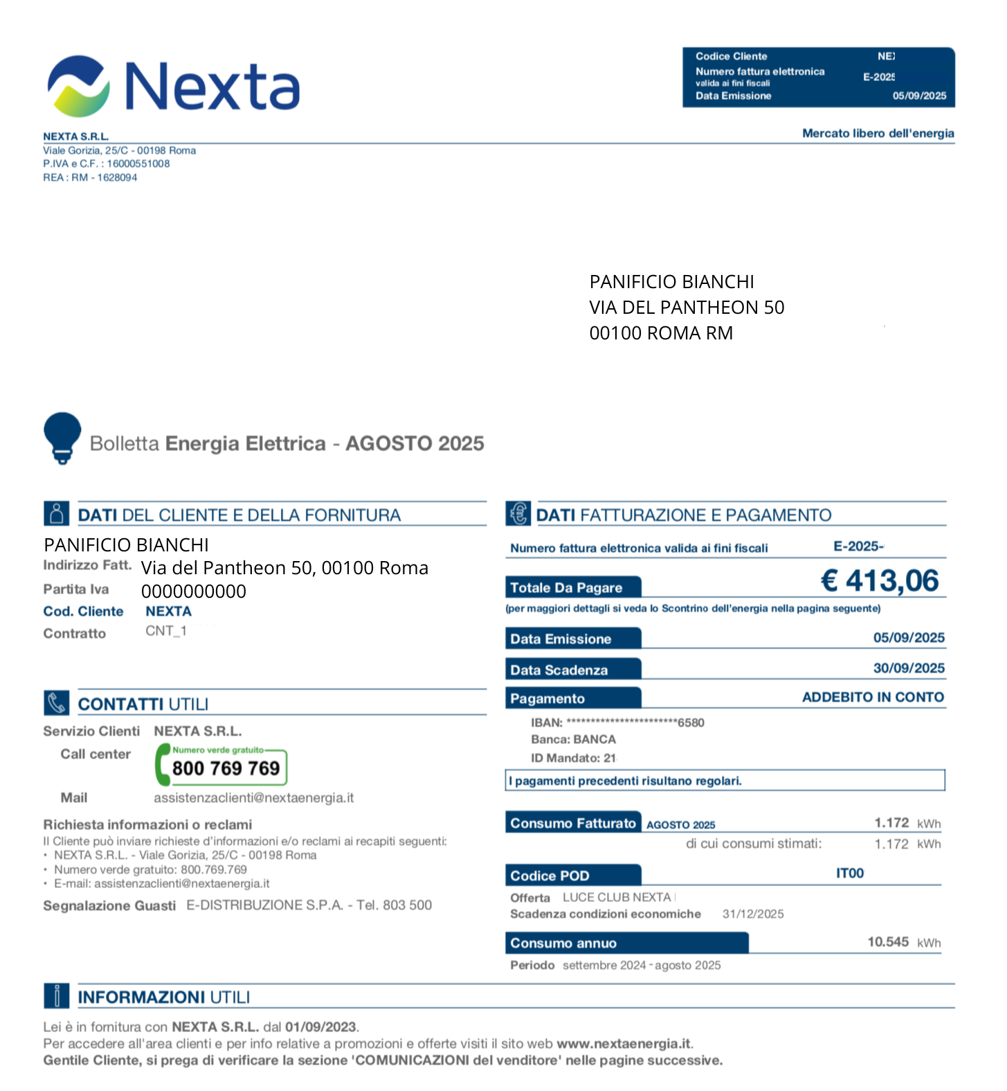 Frontespizio nuova bolletta Nexta